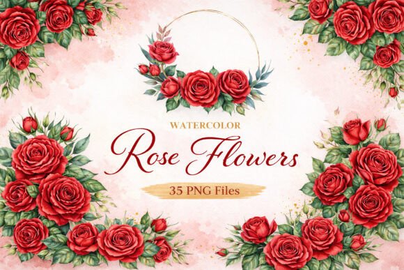 Download Watercolor Rose Bouquet PNG Bundle - Watercolor Collection