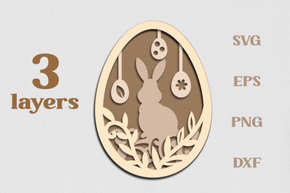 Download Easter Bunny and Floral Eggs 3 Layers - Premium Resources