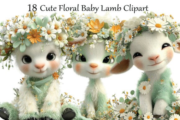 Download Cute Floral Baby Lamb Clipart - Premium Resources