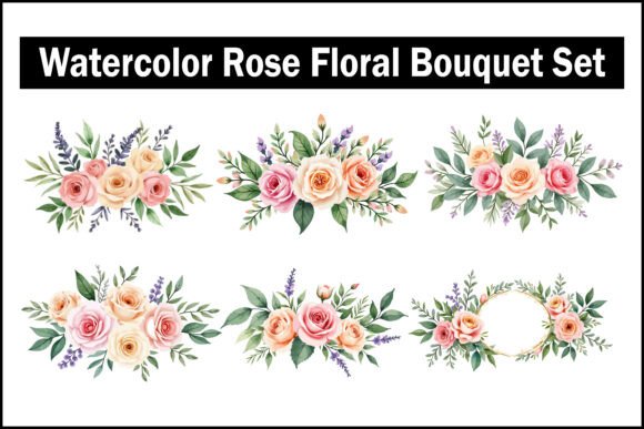 Download Watercolor Rose Floral Bouquet Set - Watercolor Collection