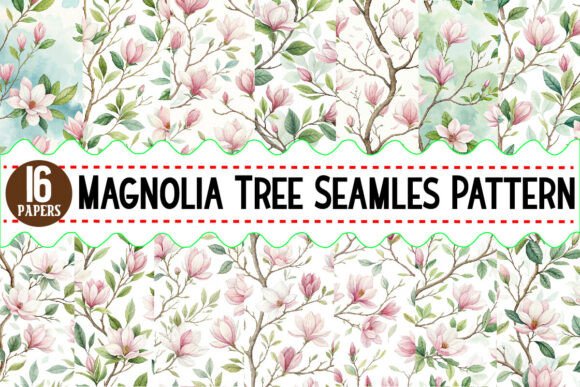 Download Watercolor Magnolia Tree Seamles Pattern - Watercolor Collection